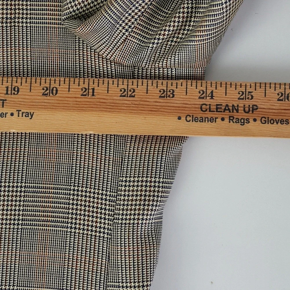 John W Nordstrom Mens Sport Coat‎ 44R Brown Houndstooth Silk Wool Blend Blazer